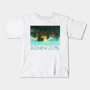 A Halt in the Wilderness by Frederic Remington Kids T-Shirt